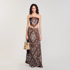 Sandro PLEATED MAXI SKIRT WITH BANDANA MOTIF